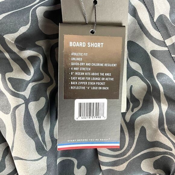 NEW Four 4 Laps Board Shorts Mens 38 Black Charcoal 4 Way Stretch Swim $78 - Picture 3 of 5